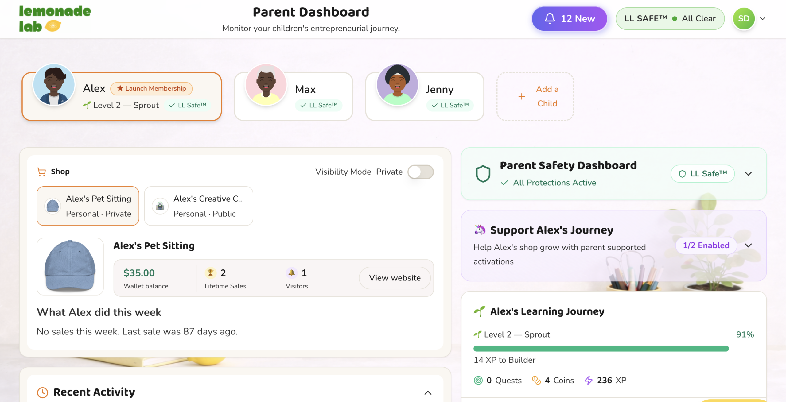 Parents Lemonade Lab Dashboard Parents Lemonade Lab Dashboard