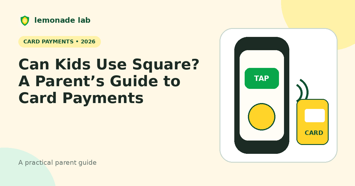Phone accepting a contactless card payment for a child’s small business