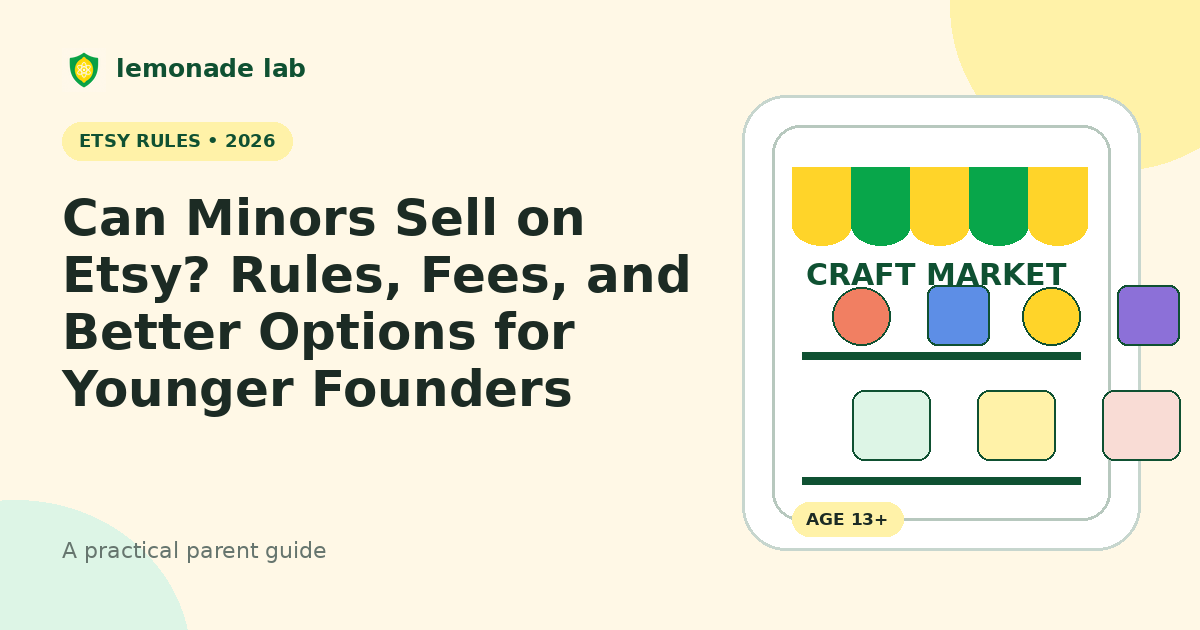 Young craft seller comparing an Etsy marketplace shop with a child focused business platform